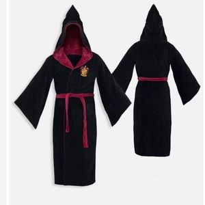 Harry Potter Gryffindor Hooded Bath Robe Plush Fleece Black adult Small